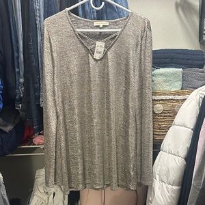Stylish Heathered Gray Long Sleeve Top
